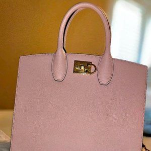 Authentic Ferragamo The Studio Boc Leather Top Handle Bag